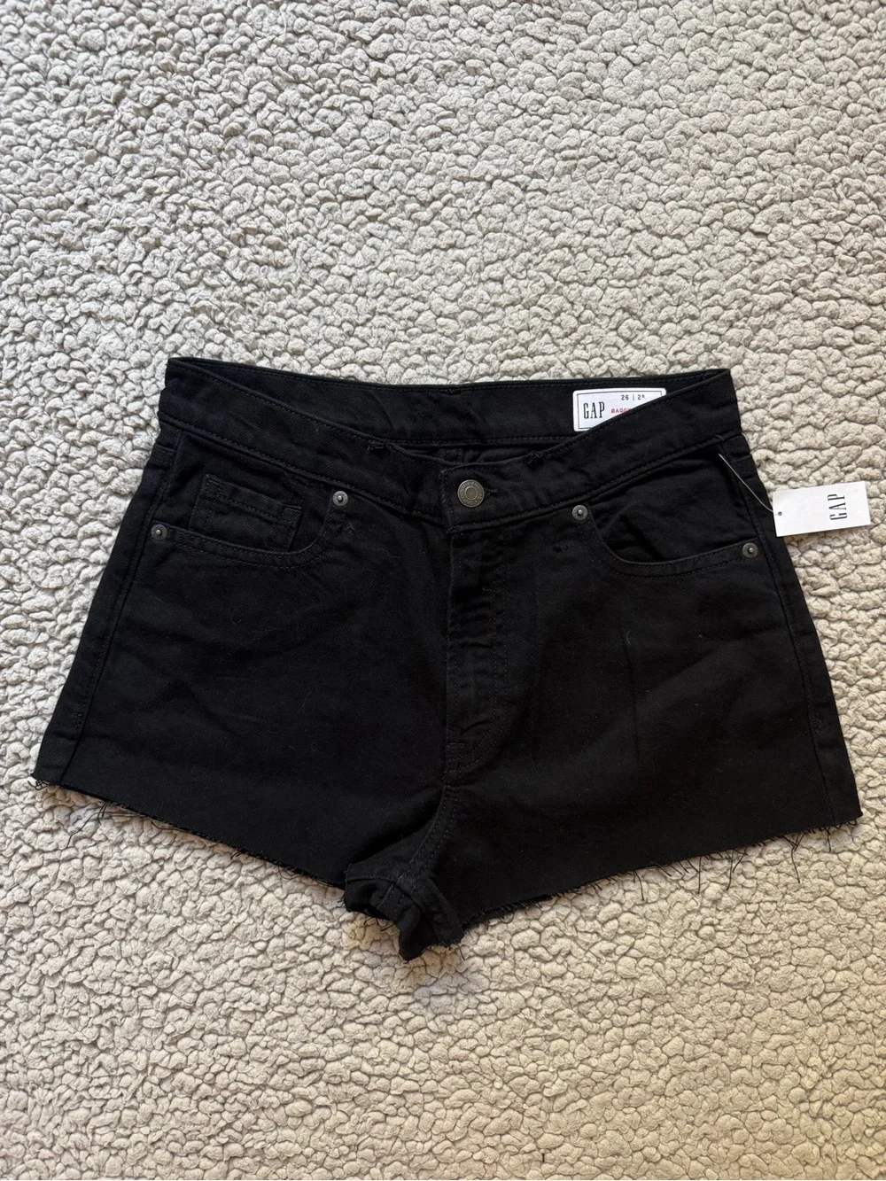 GAP Black High-Rise Baggy mid rise Denim Shorts